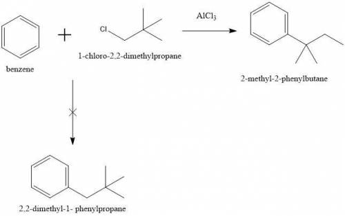 4. When benzene reacts with 1-chloro-2,2-dimethylpropane (neopentyl chloride) in the presence of alu