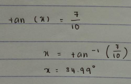 Find the value of x in the given

right triangle.
Х
10
x = [? ]°
Enter your answer as a decimal roun