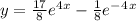 y = \frac{17}{8}e^4^x - \frac{1}{8}e^-^4^x