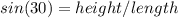 sin(30) = height / length