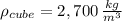 \rho_{cube} = 2,700\,\frac{kg}{m^{3}}