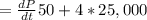 =  \frac{dP}{dt} 50 + 4 * 25,000