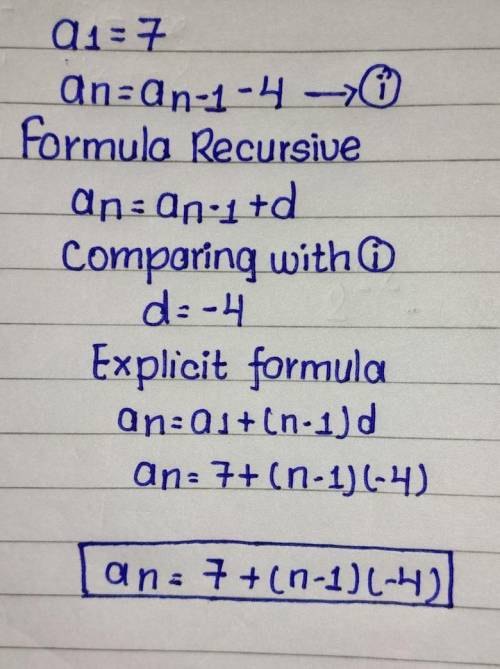 An arithmetic sequence has this recursive formula: