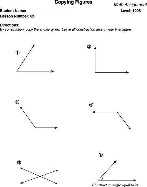 By construction copy the angles given leave all construction arcs in your final figure