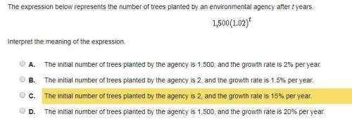 The expression below represents the number of trees planted by an environmental agency after t years