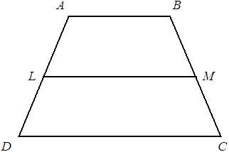 Lm is the midsegment of trapezoid abcd. ab= x + 8, lm = 4x + 3, and dc = 187. what is the value of x