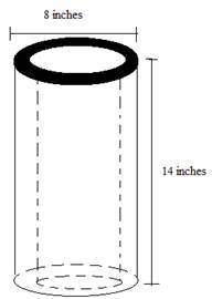 Acylindrical piece of iron pipe is shown below. the wall of the pipe is 1.25 inches thick. wha