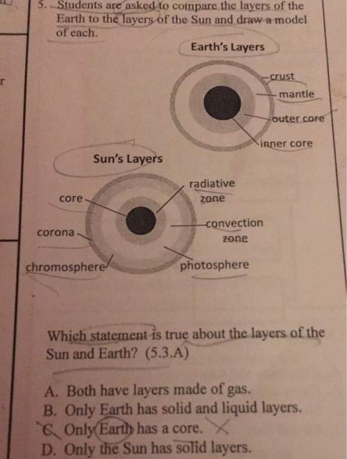 5. udents are asked to compare the layers of the earth to the layers of the sun and draw a model of