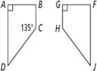 The pair of polygons below are congruent. what is m&lt; j a. 45° b. 90° c. 135°