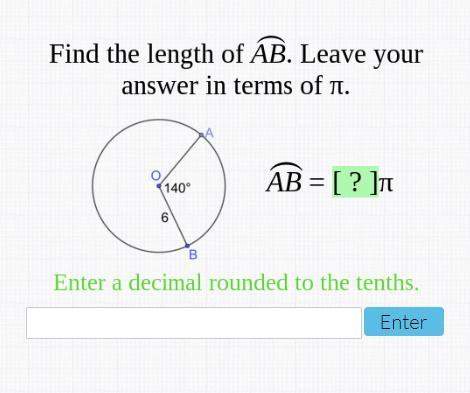 25 points- find the length of ab. leave your answers in terms of pi. enter a decimal rou