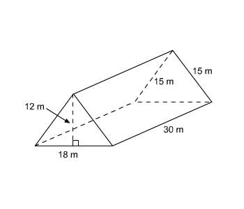 What is the surface area of this prism? a. 3240 m2 b. 6480 m2 c. 1656 m2 d. 3312 m2