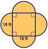 Find the area of the figure shown in the diagram to the nearest hundredth. a) 157.08 ft2
