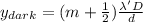 y_{dark}=(m+\frac{1}{2})\frac{\lambda' D}{d}