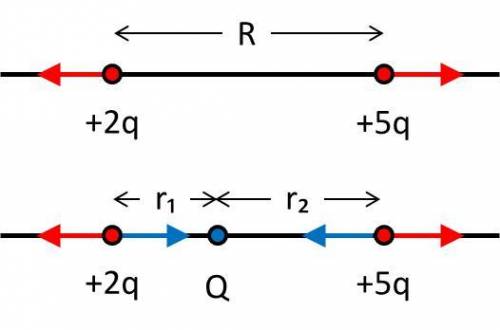 1) The figure below shows two charged particles on one axis. The loads are free to move; however, it