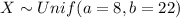 X \sim Unif (a= 8, b=22)