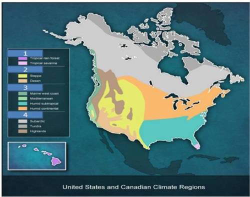 Use your knowledge of the climate zones of the United States and Canada to interpret the map above.