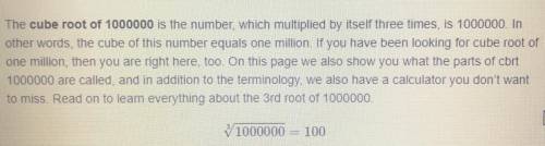 What cubed is the square root of one million?