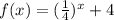 f(x)=(\frac{1}{4} )^{x} +4