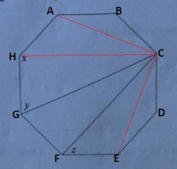 The polygon below represents a regular octagon.

Calculate the following angles. You must show your