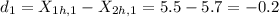 d_1=X_{1h,1}-X_{2h,1}=5.5-5.7=-0.2