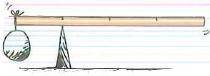 The rock and meterstick balance at the 25-cm mark, as shown in the sketch. The meterstick has a mass