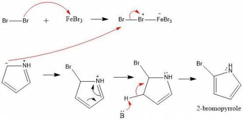 The reaction of pyrrole with bromine forms predominantly . View Available Hint(s) The reaction of py