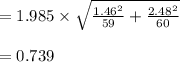 =1.985\times \sqrt{\frac{1.46^2}{59}+\frac{2.48^2}{60}}\\\\=0.739