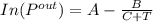 In(P^{out} ) = A - \frac{B}{C + T}