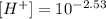 [ H^+]=10^{-2.53}
