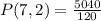 P(7,2)=\frac{5040}{120}