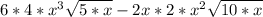 6*4*x^3\sqrt{5*x} - 2x*2*x^2\sqrt{10*x}