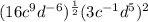 (16c^9d^{-6})^{\frac{1}{2}}(3c^{-1}d^5)^2