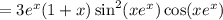 =3e^x(1+x)\sin^2(xe^x)\cos(xe^x)