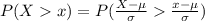 P(X  x ) =  P(\frac{X - \mu }{\sigma }   \frac{x - \mu }{\sigma } )