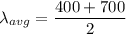 \lambda_{avg}=\dfrac{400+700}{2}