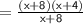 \mathsf{   = \frac{(x + 8)(x + 4)}{x + 8} }