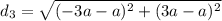 d_3 = \sqrt{(-3a - a)^2 + (3a - a)^2}