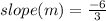 slope (m) = \frac{-6}{3}