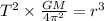 {T}^{2}  \times  \frac{GM}{4 {\pi}^{2} }  =  {r}^{3}