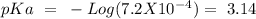 pKa~=~-Log(7.2X10^-^4)=~3.14