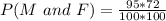 P(M\ and\ F) = \frac{95 * 72}{100 * 100}