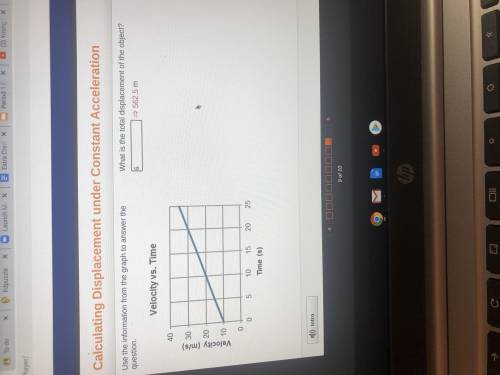 Calculating Displacement under Constant Acceleration

Use the information from the graph to answer t