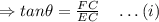 \Rightarrow tan \theta =\frac{FC}{EC}\quad \ldots(i)