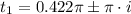 t_{1} = 0.422\pi \pm \pi\cdot i