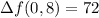 \Delta f(0,8)  =  72