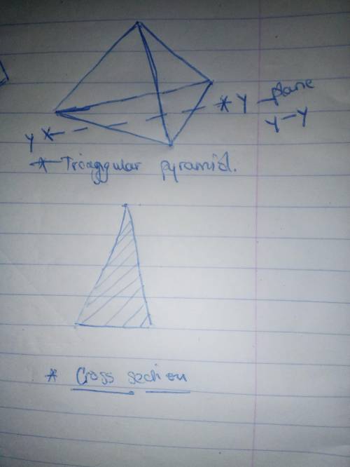 A triangular pyramid is sliced by a plane perpendicular to its base. Draw the cross section