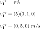 v_1^{\to} = v \hat _v_1} \\ \\ v_1^{\to} = (5)(0,1,0)\\ \\ v_1^{\to} = (0,5,0) \ m/s