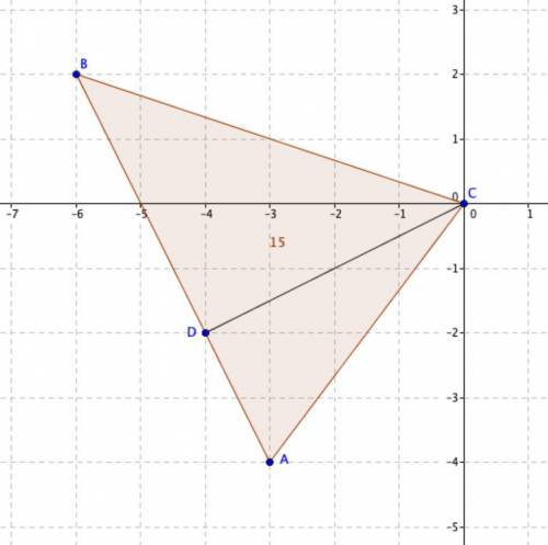 Calculate the area of triangle ABC with altitude CD, given A (−3, −4), B (−6, 2), C (0, 0), and D (−