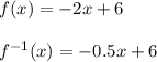 f(x)  = -2x + 6\\\\f^{-1}(x) = -0.5x + 6