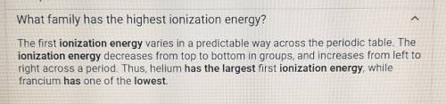 Which family has the highest ionization energy